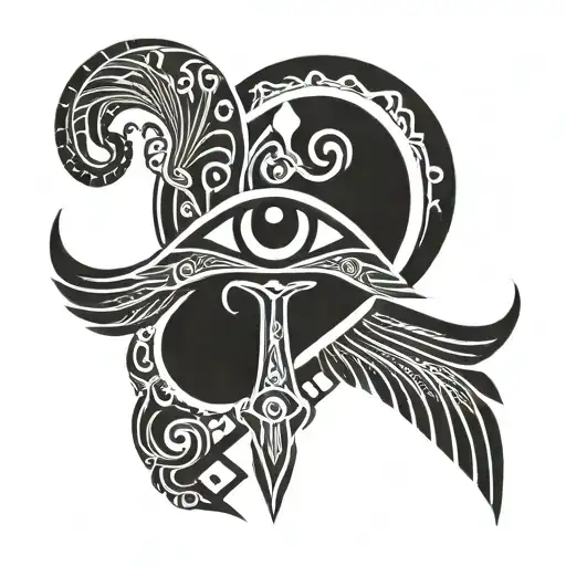 Ankh Symbol With Eye And Wing