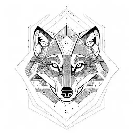 Wolf Futurista Minimalista Y Solo Con Lineas