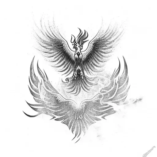 Phoenix Rising Beating Its Wings