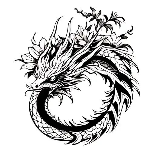 Amphiptere Dragon With Flowering Growing On It