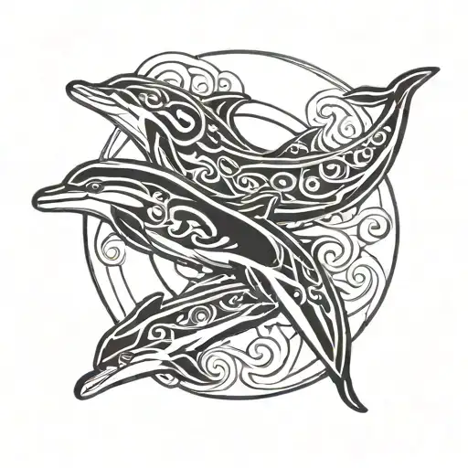 Three Dolphins Forming A Circle Shape