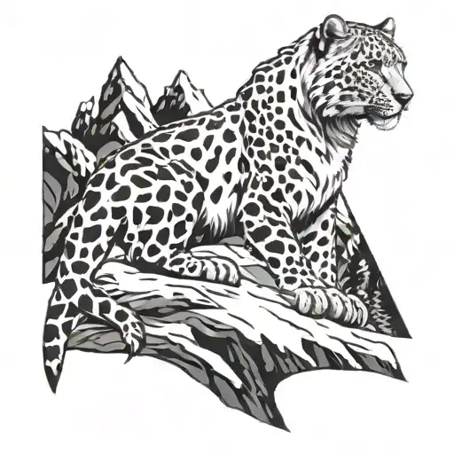 Snow Leopard Full Arm On Snowy Mountain