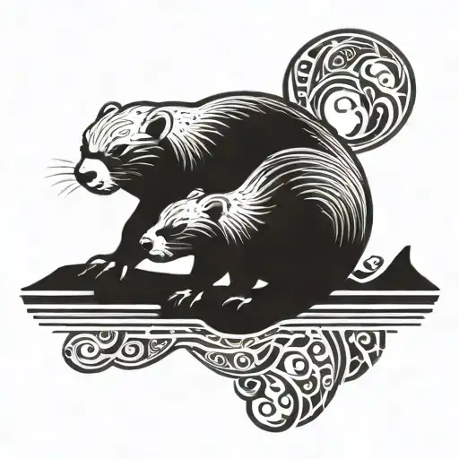 Honey Badger Capybara Ying Yang Symbol