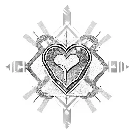 Cyber Siglism With Heart In The Center Black And White