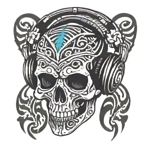 Skull Wearing Headphones
