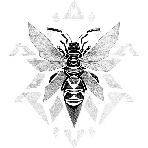 Cyberpunk Queen Bee With Geometric Mandala Details