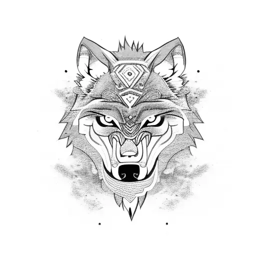 Growling Wolf With One Eye