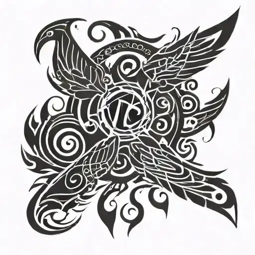 Latter Nc With Arrows Wings And Fire Flames Coming