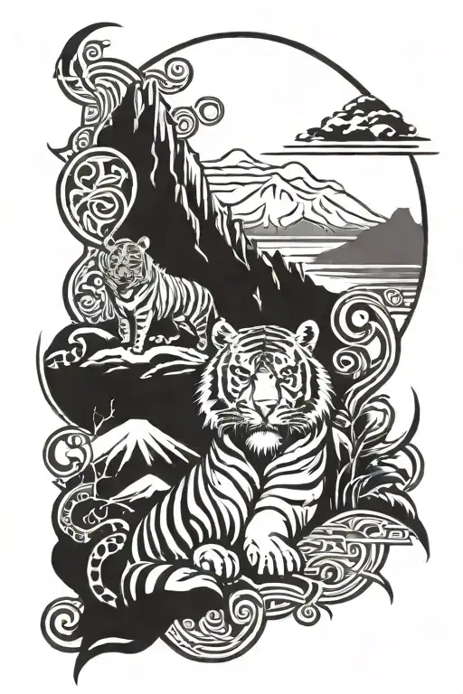 Tiger And Table Mountain Scene