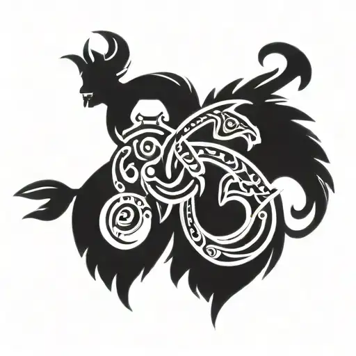 Couple Tatto Using Aquarius And Capricorn Symbols