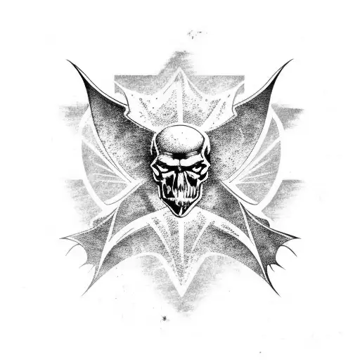 Bat Logo With Skulls