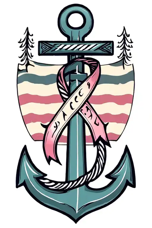 Anchor With Cancer Ribbon