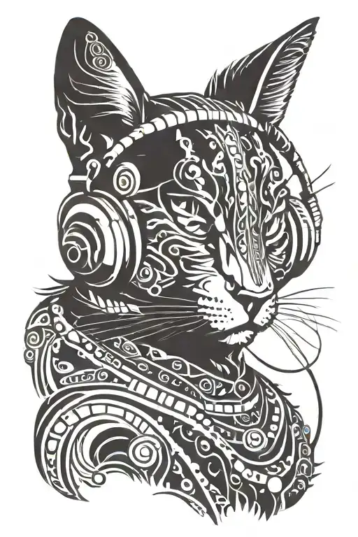 Space Cat Wearing Headphones