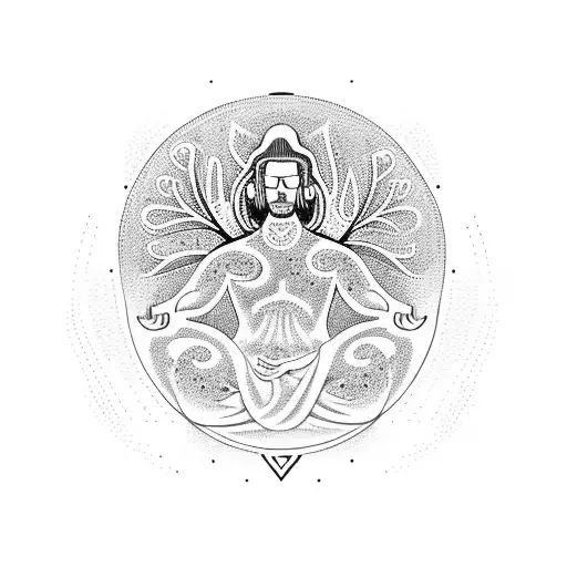 Meditating Man Under Tree Of Life