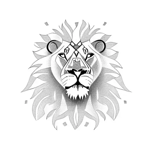 Lion Protecting Its Cubs