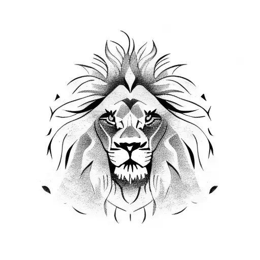 Lion Head With Tree Roots Coming From Bottom Of Mane