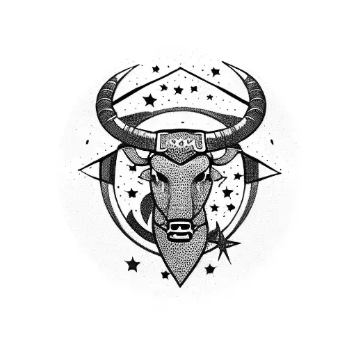 Bull Horns With Labrys With Stars With Crete Pattern