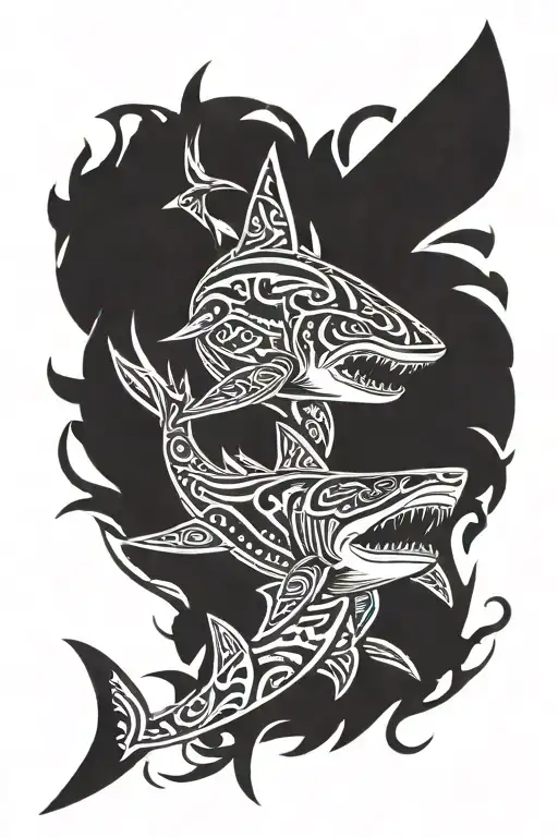 Polynesian With Realistic Shark