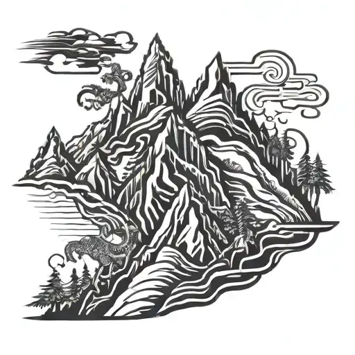 Very Hard Mountain Climbing 7 Friends Black And White Tatto Tattoo