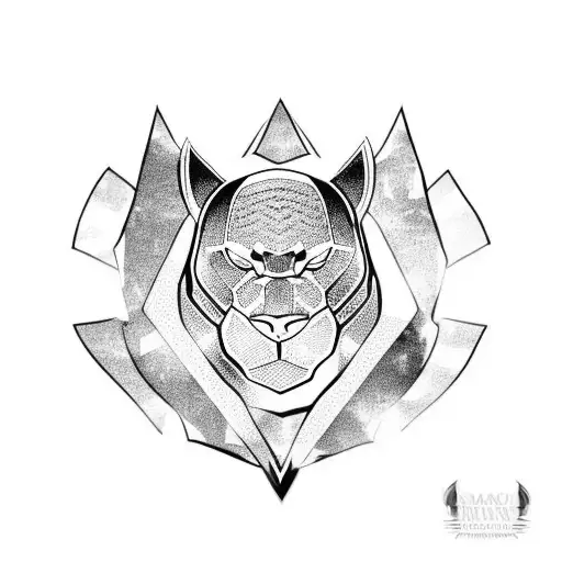 Tribal Shoulder Design With A Black Panther In The Center