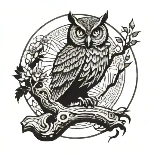 Owl Perched On A Stump Infront Of A Full Moon