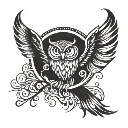 Owl Flying Past Moon In The Dark