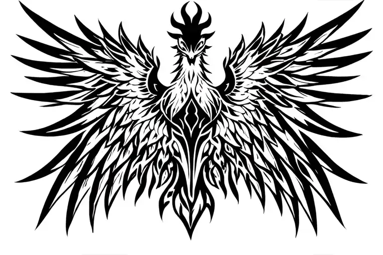Front Facing Phoenix With Wings Spread Out