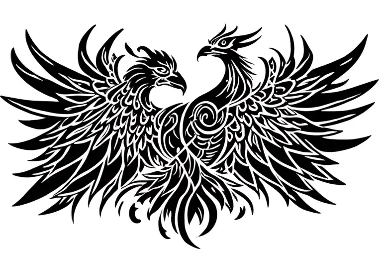 Front Facing Phoenix With Wings Spread Out