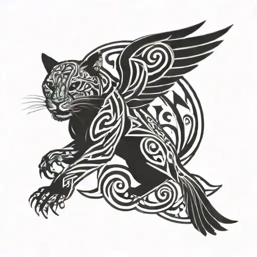 Cardinal Bird Flying Over A Panther