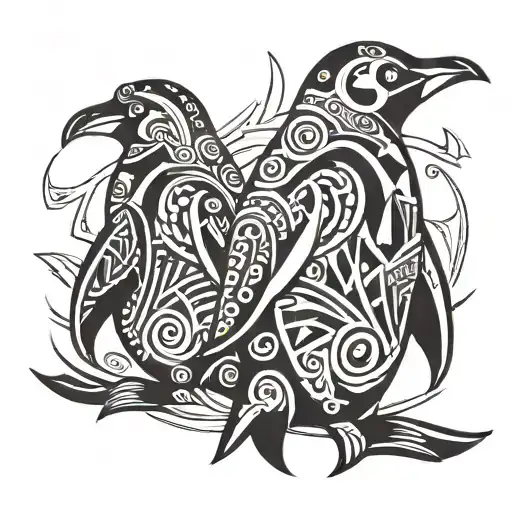 A Penguin In The Style Of A Ikaika Warrior