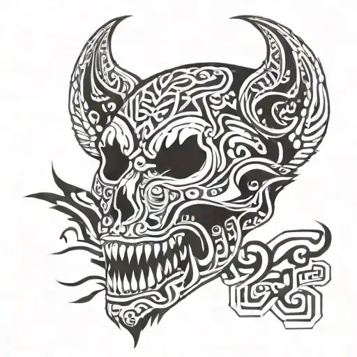 Skull Wolf With Tribal Patterns