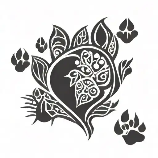 Cat Paw Print Black White