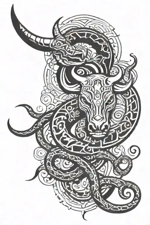 Bull With Snake