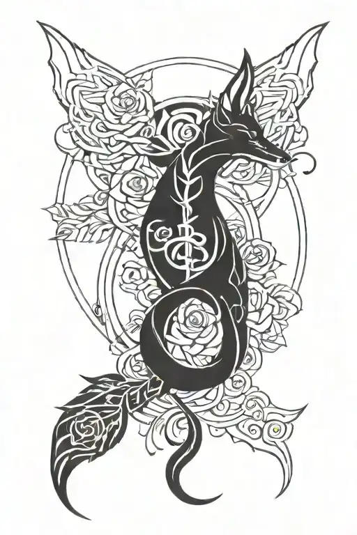 Rose Fox Caduceus Symbol Intertwined