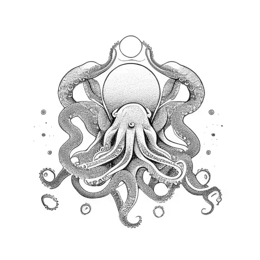 Growth Of An Octopus From Small To Big With The Galaxy As The Background