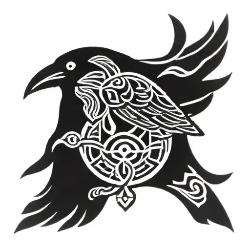 Raven Surrounded By Dara Knot