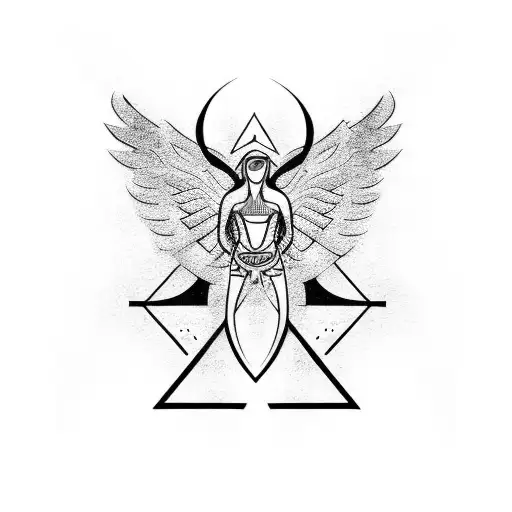 Lines Coming Down From Shoulder With Arch Angel Micheal Sigil