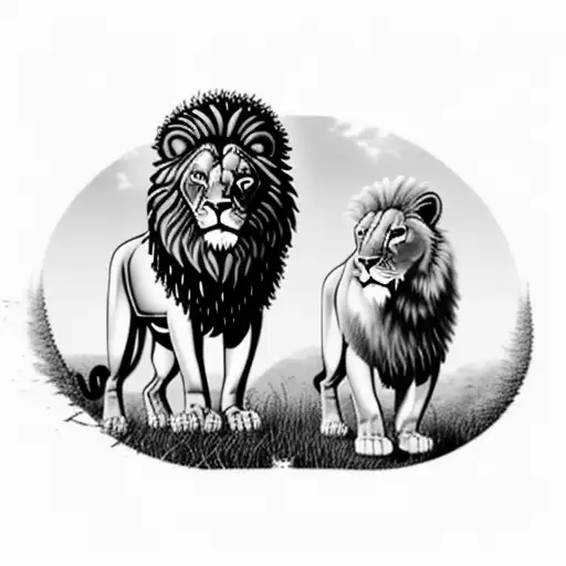 Standing Lion And Lioness