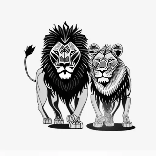 Standing Lion And Lioness