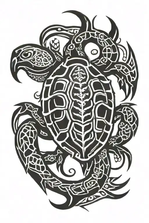 Scorpion Turtle Tribal Design