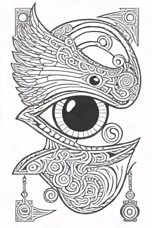 Eye Of Horus Line Tattoo Featuring Janus Roman God