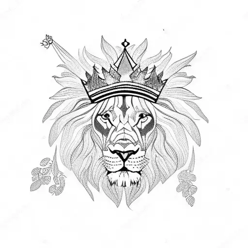Lion With Crown And Flowers
