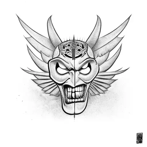 Devil Zagred Wings Black Body Red Eyes And Mouth