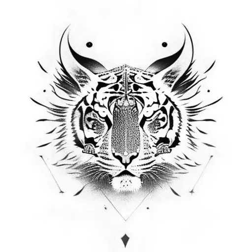 Tribal Tiger With Phoenix