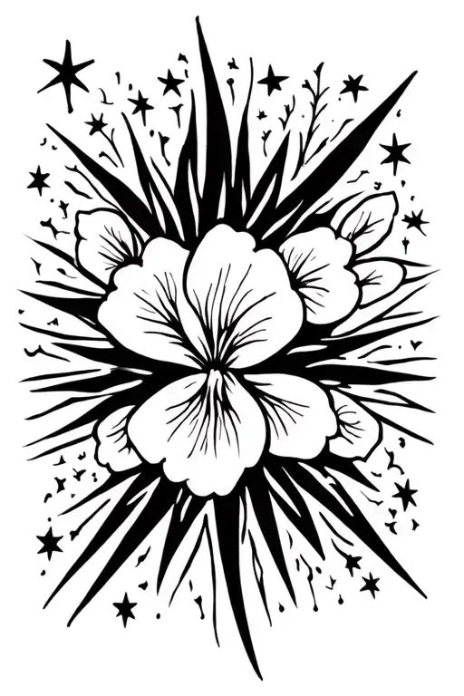 Phillapino Sun Rays With Stars And Mussaenda Philippica Flowers