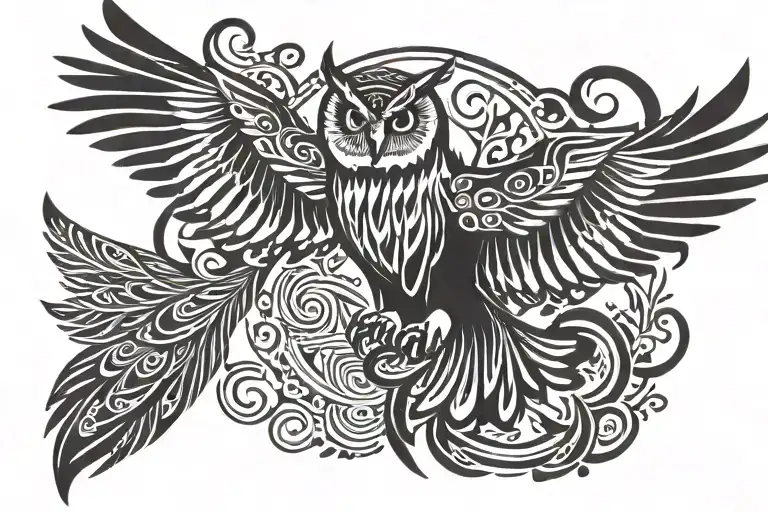 Owl And Paradise Bird Flying