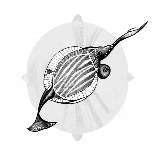 Masculine Butterfly Using A Whale A Manta Ray And A Turtle