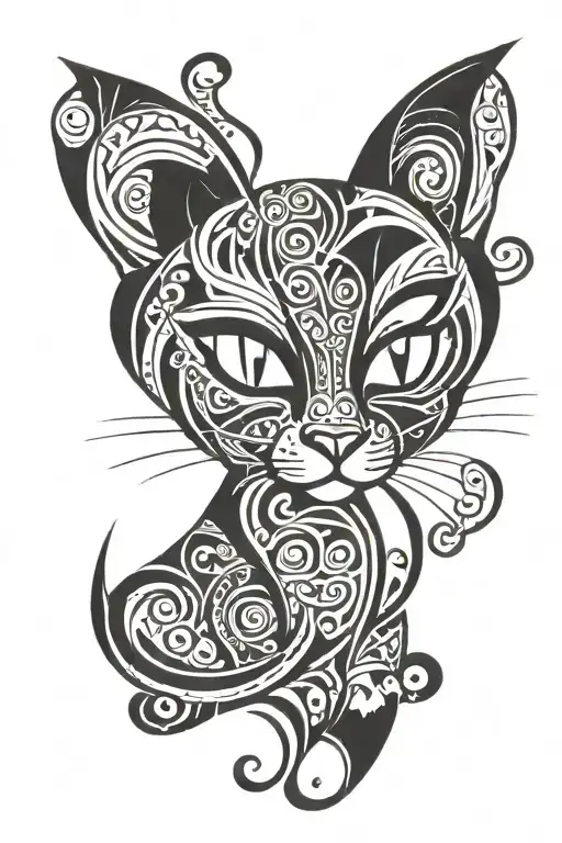 Black Cat Tattoo Design
