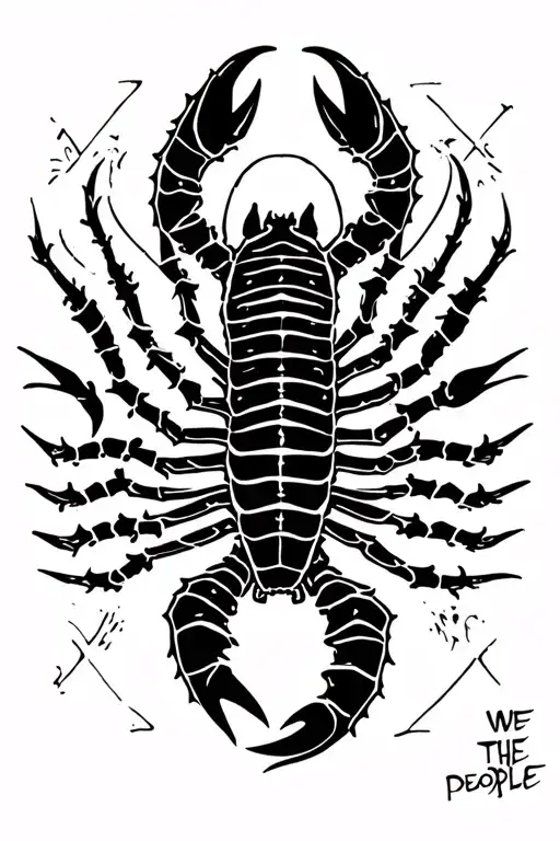 Calligraphy Scorpion With We The People Along The Body