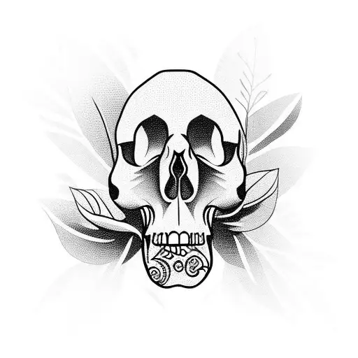 Big Pieces Of Flowers Jungle Skull